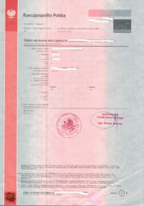 International death certificate from Poland